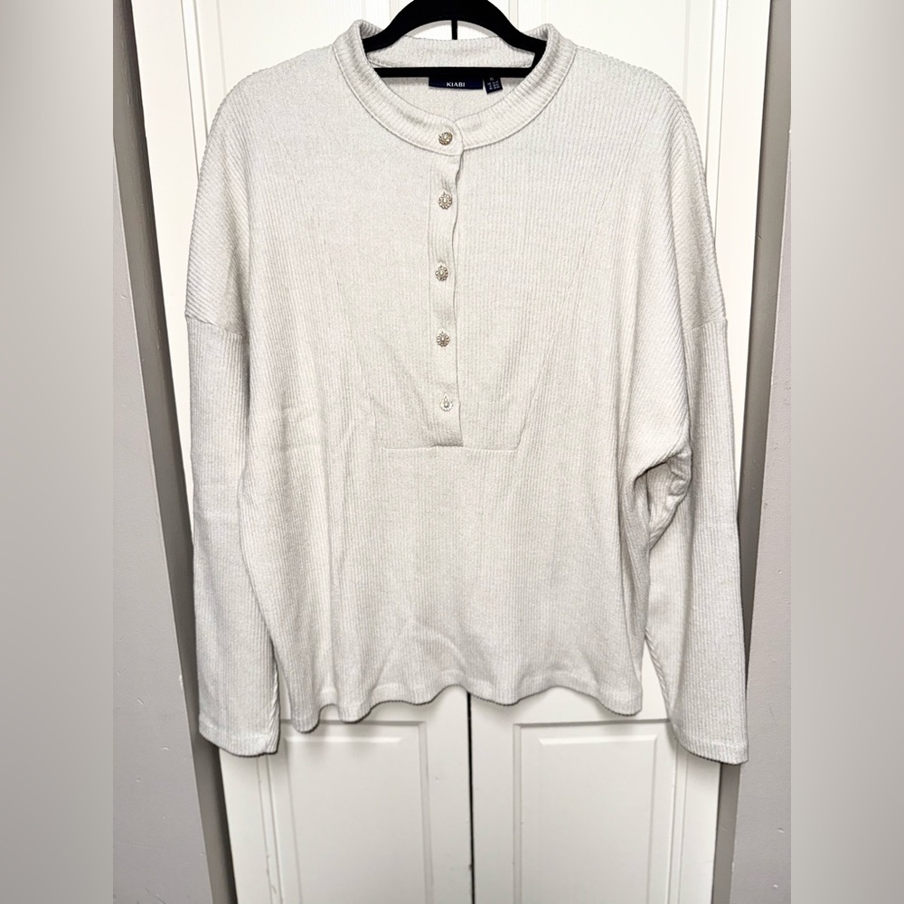 White Button-Up Ribbed Sweater